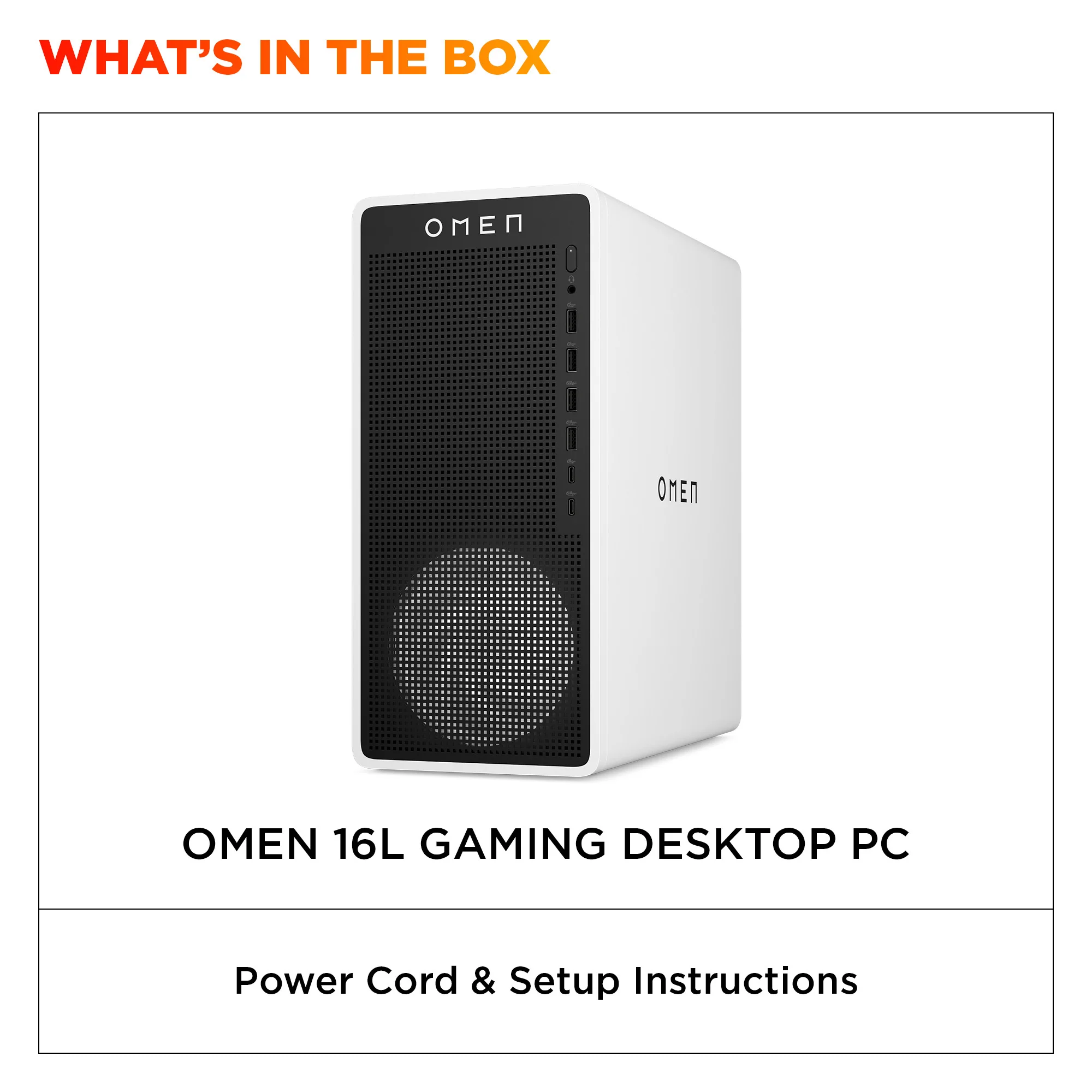 OMEN 16L Gaming Desktop TG03-0085t PC, Windows 11 Home, Intel® Core™ Ultra 7, 32GB RAM, 1TB SSD, NVIDIA® GeForce RTX™ 5060, Snow white